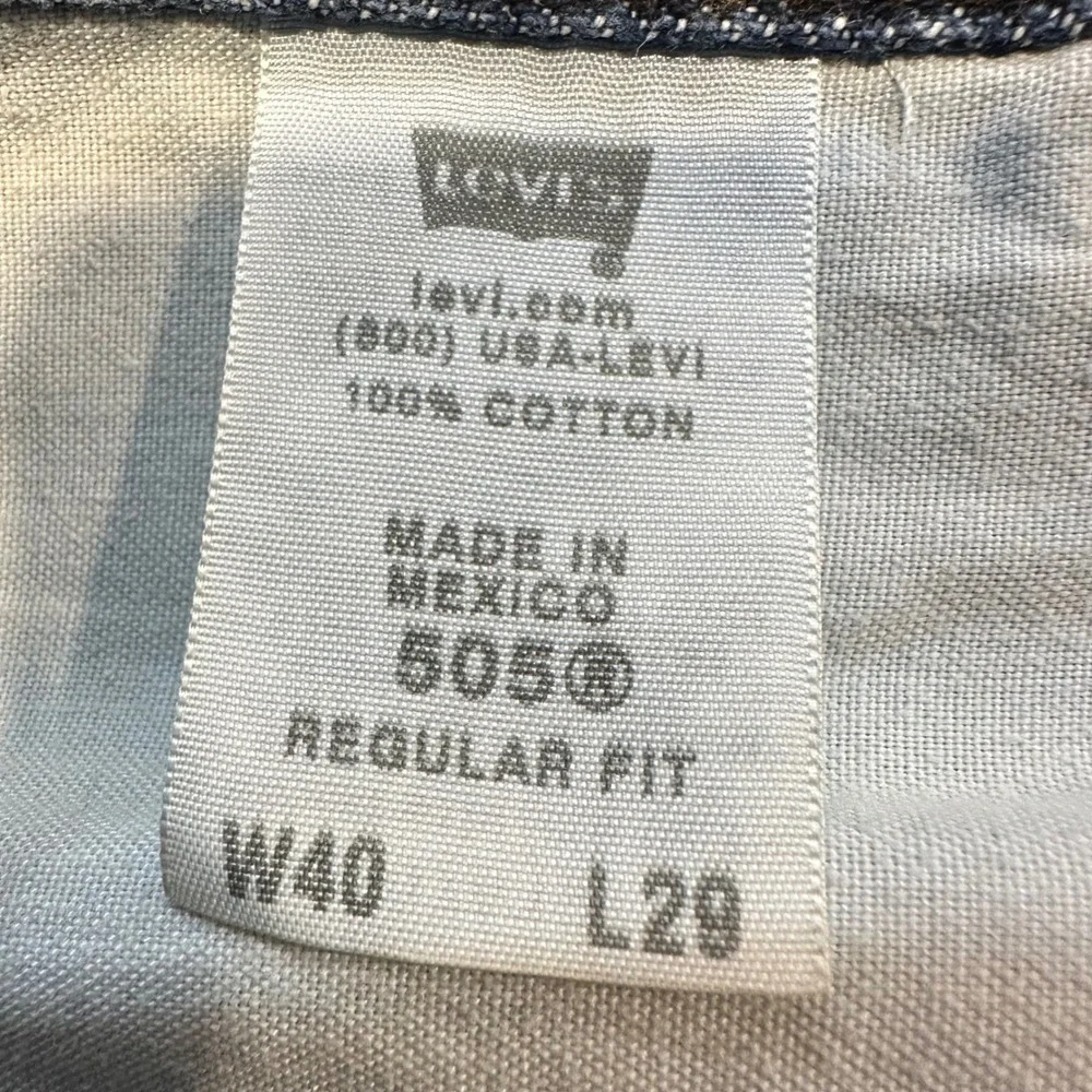 Levis 505 Regular Fit Mens Jeans 40x29‎ Medium Wash Blue Denim 100% Cotton